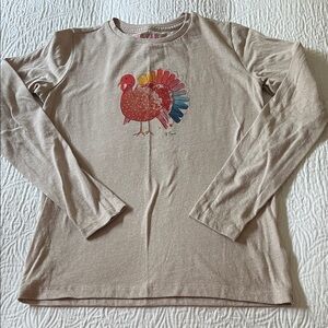 Crewcuts Turkey Shirt with Glitter Feathers, Size Large (10-11)